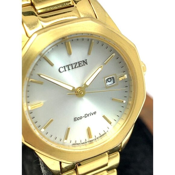 Citizen Women's Watch EW2582-59A Eco Drive 28mm Silver Dial Gold Stainle…